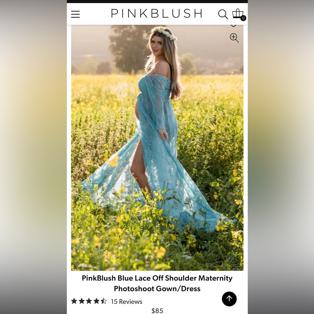 Pinkblush blue lace off shoulder maternity gown